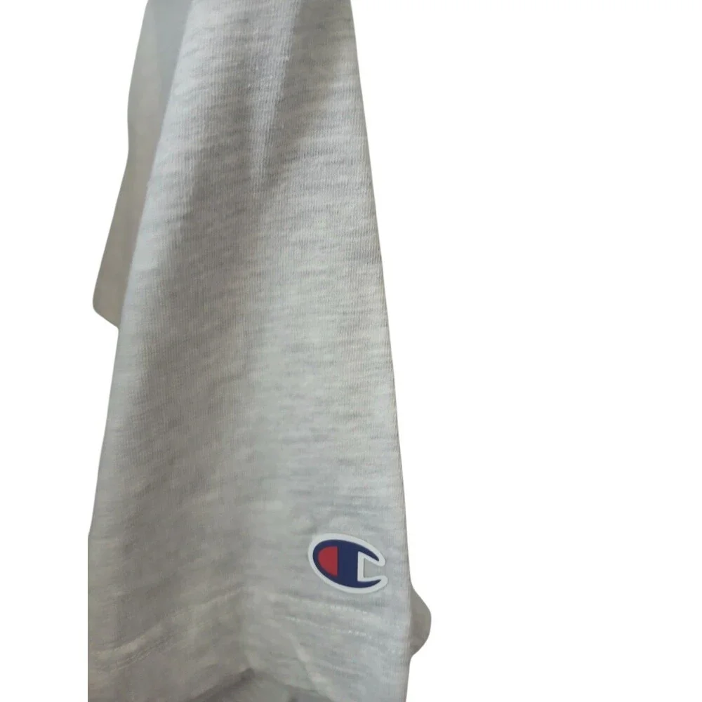 Champion Gray T Shirt Size L Pink Logo Casual Graphic Tee - Picture 5 of 5